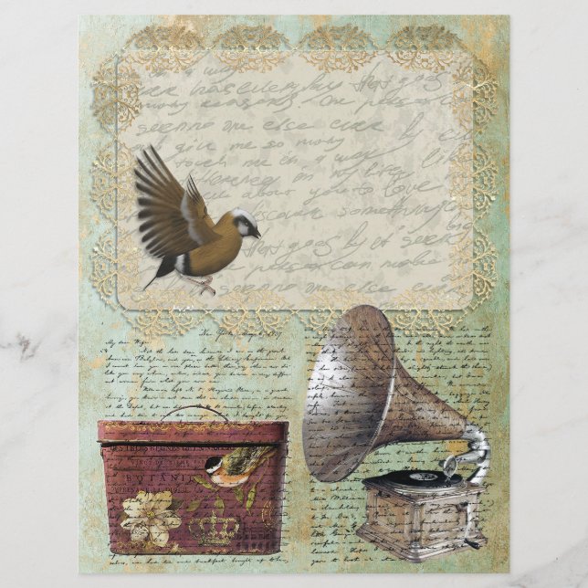 Vintage 1837 Letter Lace Label Gramophone Hat Box  (Front)