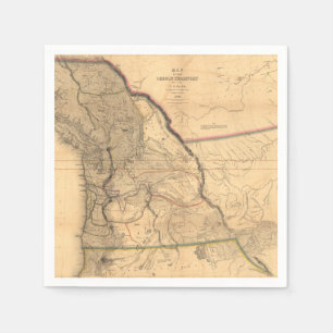 Vintage 1841 Oregon Pacific Northwest Map Napkin