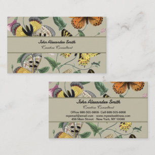 Vintage 1842 Butterfly Moth Botanical Floral Art Business Card