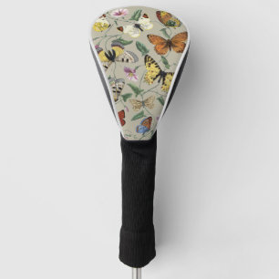 Vintage 1842 Butterfly Moth Botanical Floral Art Golf Head Cover