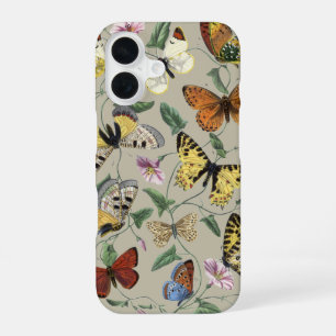 Vintage 1842 Butterfly Moth Botanical Floral Art iPhone 16 Case