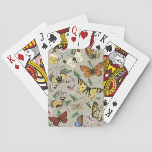 Vintage 1842 Butterfly Moth Botanical Floral Art Playing Cards