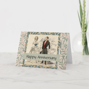 Vintage 1844 Victorian Wedding Illustration Card