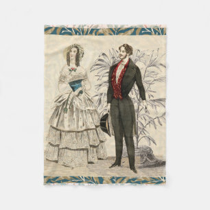 Vintage 1844 Victorian Wedding Illustration  Fleece Blanket