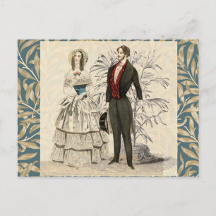 Vintage 1844 Victorian Wedding Illustration  Postcard