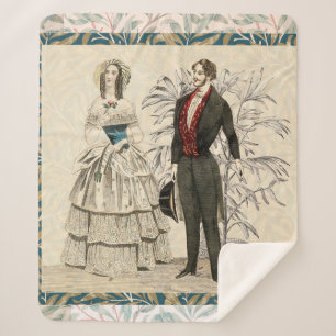 Vintage 1844 Victorian Wedding Illustration  Sherpa Blanket