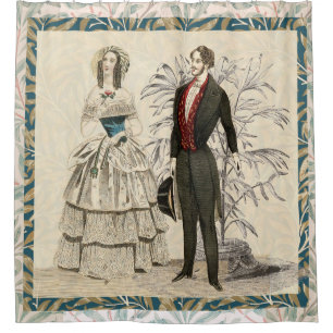 Vintage 1844 Victorian Wedding Illustration Shower Curtain