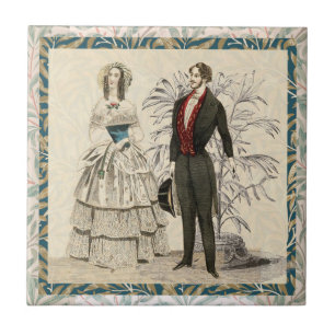 Vintage 1844 Victorian Wedding Illustration Tile