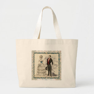 Vintage 1844 Victorian Wedding marriage Artwork Large Tote Bag