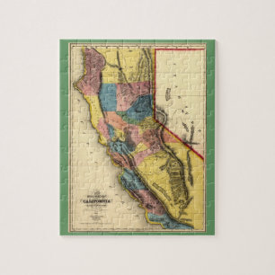 Vintage 1851 California Gold Region State Map Jigsaw Puzzle