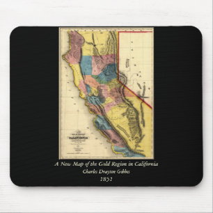 Vintage 1851 California Gold Region State Map Mouse Mat