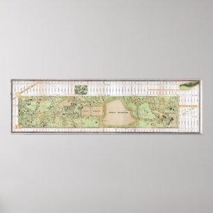 Vintage 1868 Olmstead Map of Central Park NYC Poster