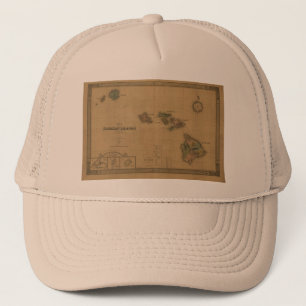 Vintage 1876 Hawaii Map -  Hawaiian Islands Trucker Hat