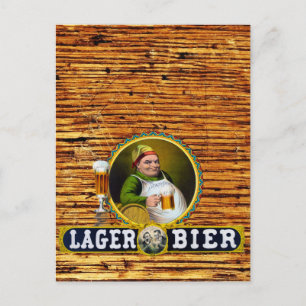 Vintage 1879 Lager Bier on Oak Wood Postcard