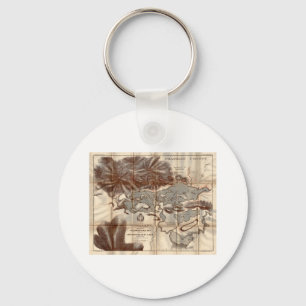 Vintage 1879 Lower Saranac Lake Reconnaissance Map Key Ring