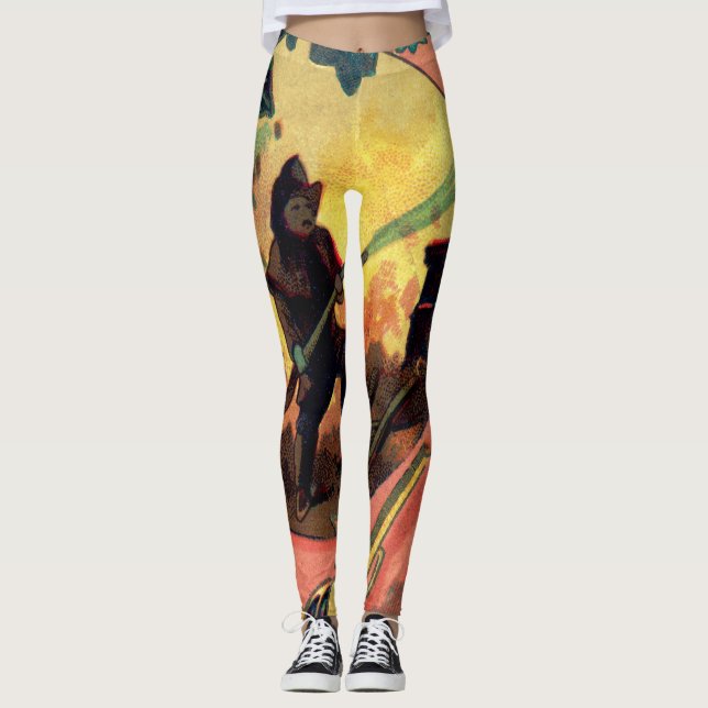 Vintage 1880's Fireman Firefighter Art Leggings (Front)