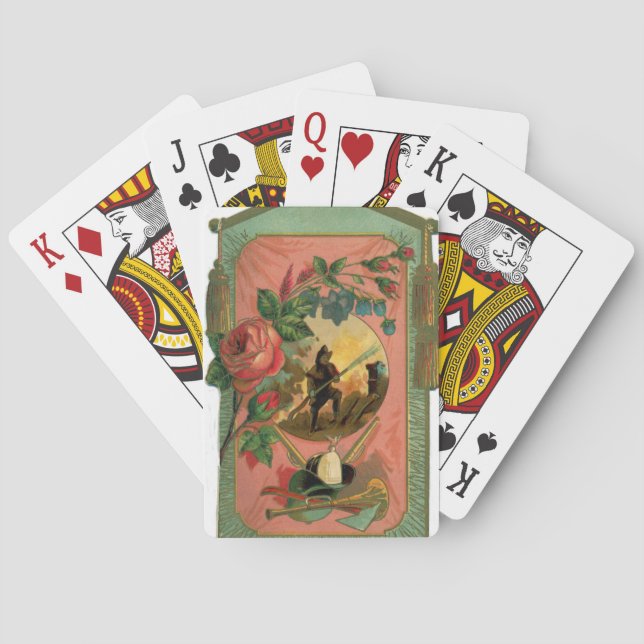 Vintage 1880's Fireman Firefighter Artwork Playing Cards (Back)