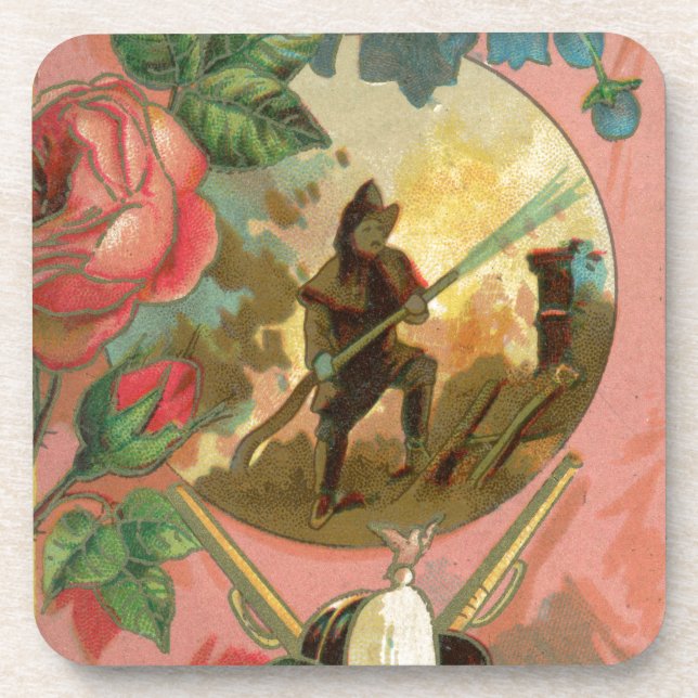 Vintage 1880's Fireman Firefighter Cover Coaster (Front)