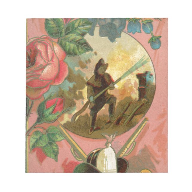 Vintage 1880's Fireman Firefighter Cover Notepad (Front)