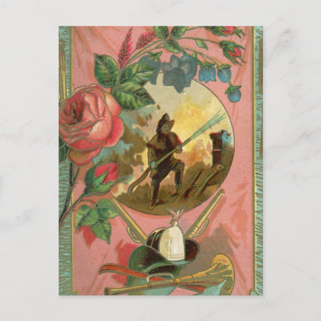 Vintage 1880's Fireman Firefighter Cover Postcard (Front)