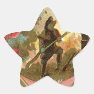 Vintage 1880's Fireman Firefighter Cover Star Sticker