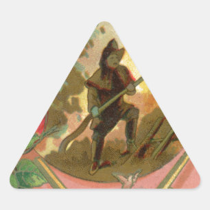Vintage 1880's Fireman Firefighter Cover Triangle Sticker