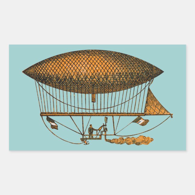 Vintage 1883 Travelling Zeppelin Rectangular Sticker (Front)