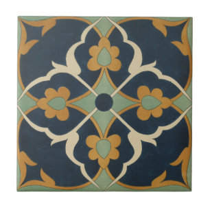 Vintage 1884 Ornamental Ceramic Art Green Tile