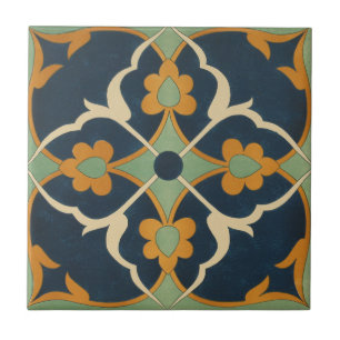 Vintage 1884 Ornamental Ceramic Art Green Tile