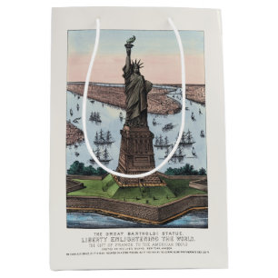 Vintage 1885 Statue of Liberty NYC Harbor Art Medium Gift Bag