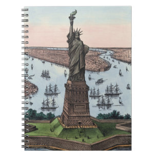 Vintage 1885 Statue of Liberty NYC Harbour Art Notebook