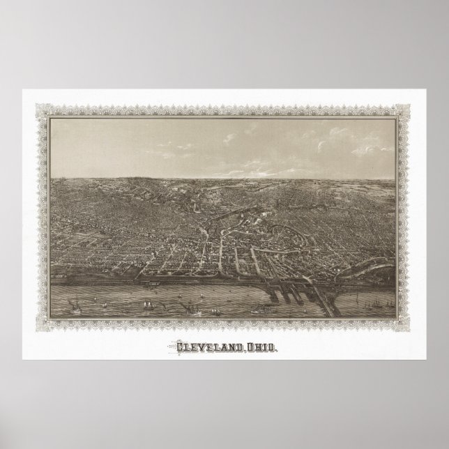 Vintage 1887 Cleveland Ohio View Poster (Front)