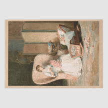 Vintage 1888 Mother and Baby, Restored Decoupage