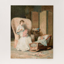 Vintage 1888 Mother and Sleeping Baby, Restored
