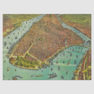 Vintage 1889 Map of New York City NB Tissue Paper