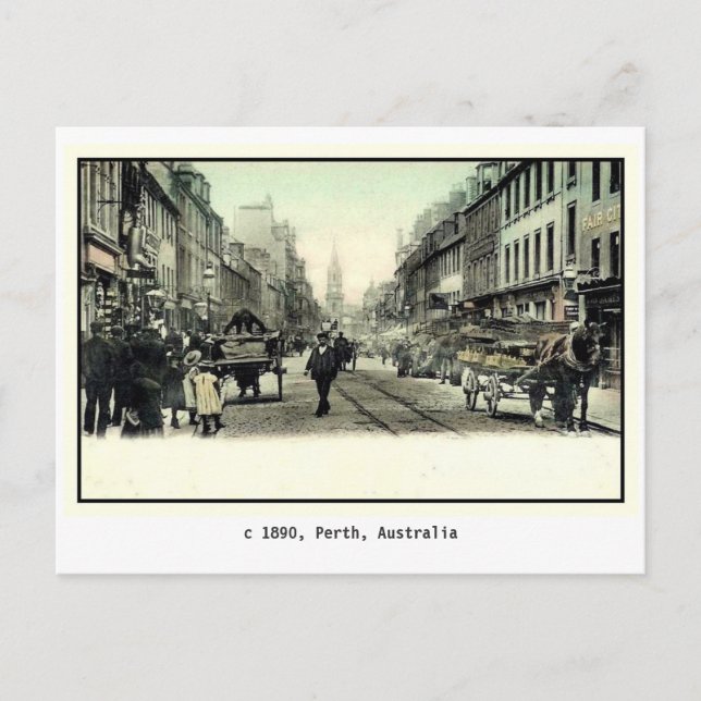 Vintage 1890 Perth, Australia Postcard (Front)