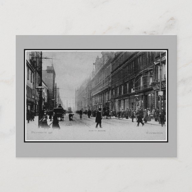 Vintage 1890s Manchester Deansgate photo Postcard (Front)