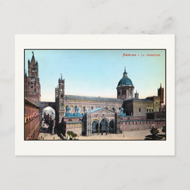 Vintage 1890s Palermo Sicily Cathedral Postcard (Front)