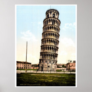 Vintage 1890s Pisa The Leaning tower photo Poster