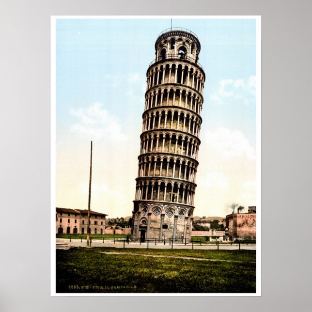 Vintage 1890s Pisa The Leaning tower photo Poster (Front)