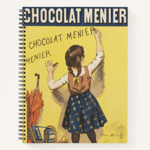 Vintage 1892 Chocolat Menier French Girl Art Notebook