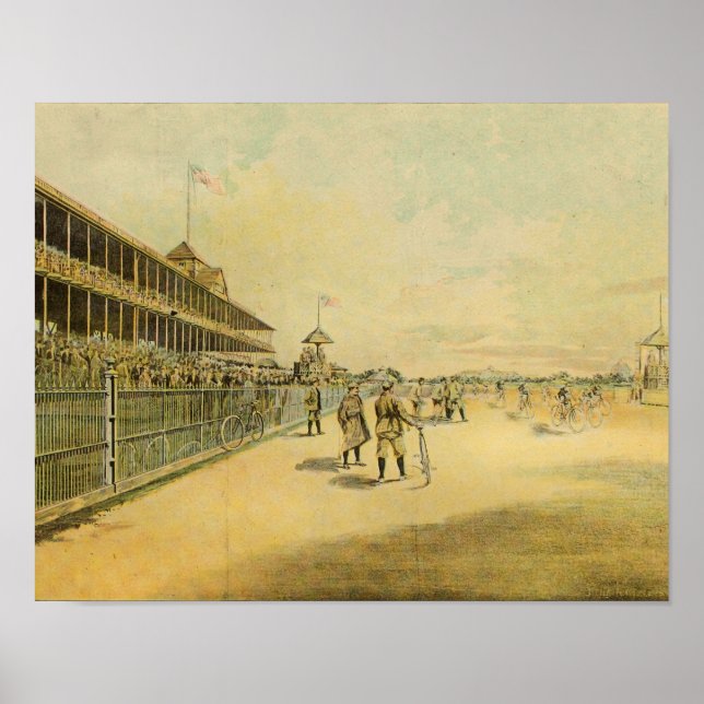 Vintage 1893 Bicycle Race Art Print (Front)