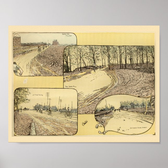 Vintage 1893 Bicycling Art Print (Front)