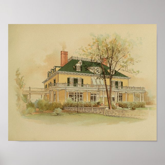 Vintage 1895 Artistic House Painting Colour Print (Front)