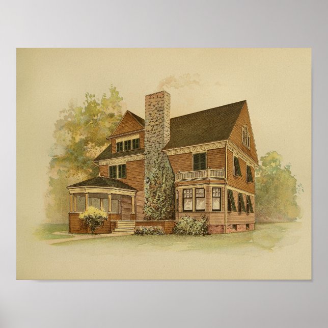 Vintage 1895 Artistic House Painting Colour Print (Front)