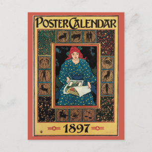 Vintage 1897 art nouveau poster calendar postcard