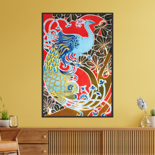 Vintage 1898 Art Nouveau Peacock by Gisbert Combaz Canvas Print
