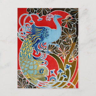 Vintage 1898 Art Nouveau Peacock by Gisbert Combaz Postcard