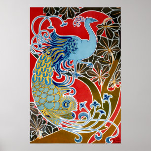 Vintage 1898 Art Nouveau Peacock by Gisbert Combaz Poster
