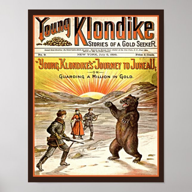 Vintage 1898 Young Klondike Dime Novel Poster (Front)